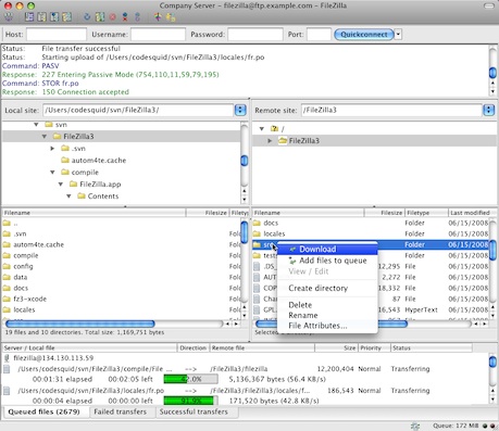 screenshot filezilla